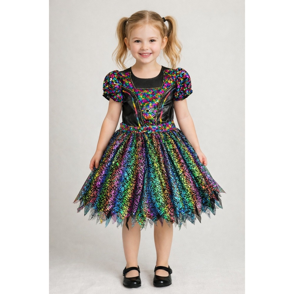 Spirit Halloween Rainbow Sequin Witch Fairy Costume‎